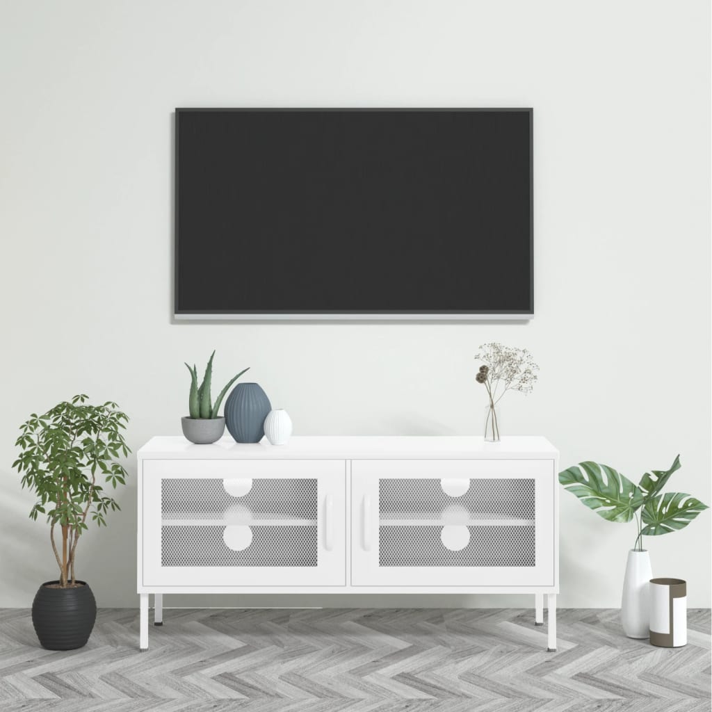 Meuble TV 105x35x50 cm en acier