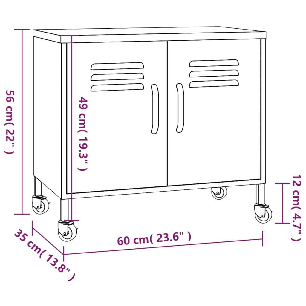 Meuble de rangement 60x35x56 cm acier orange