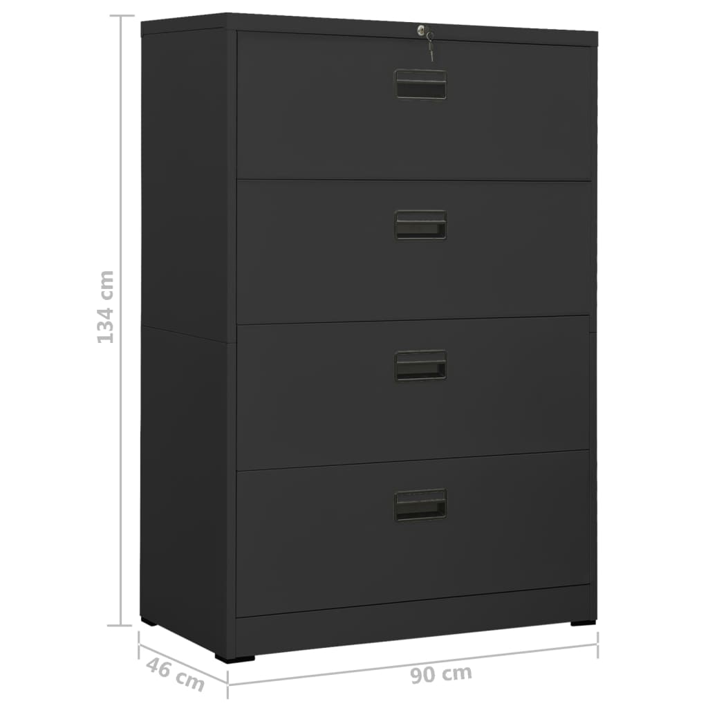 Archiefkast 90x46x134 cm staal antracietkleurig