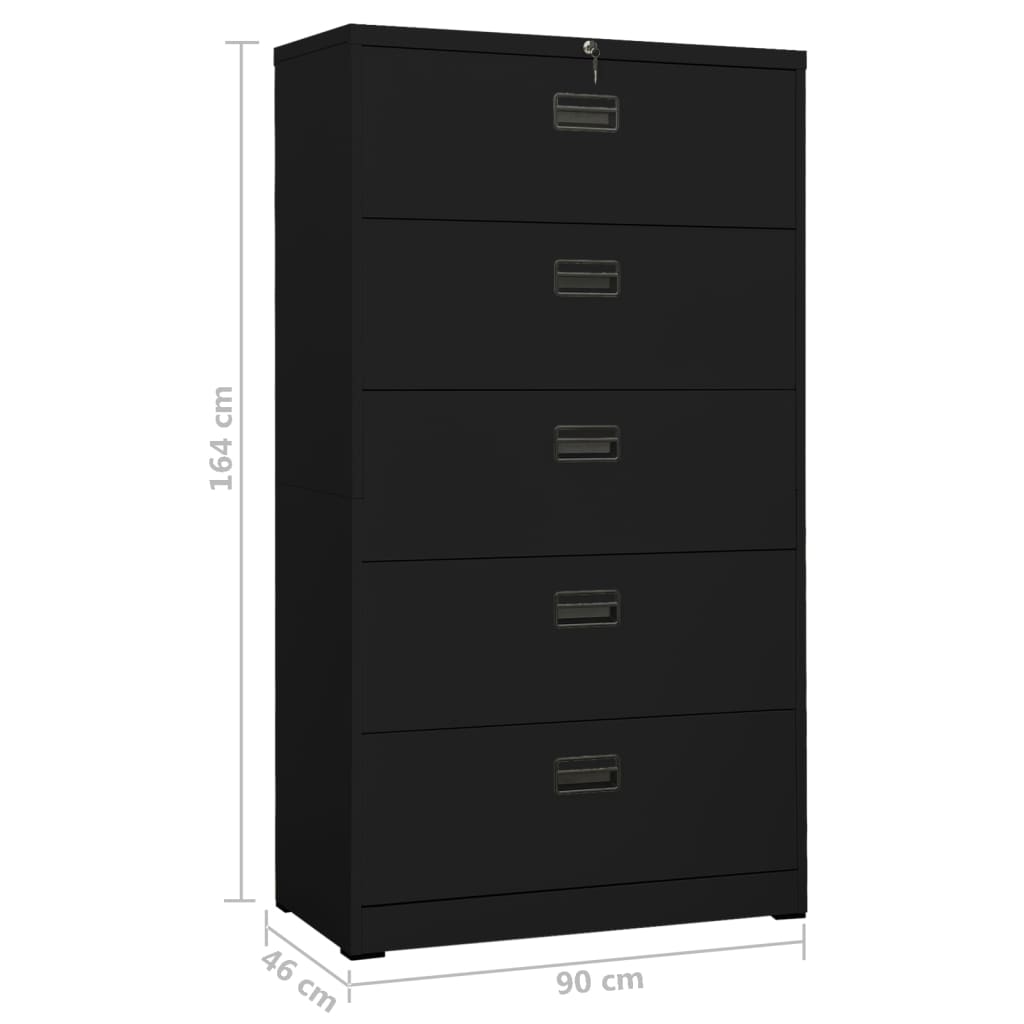 Archiefkast 90x46x134 cm staal antracietkleurig