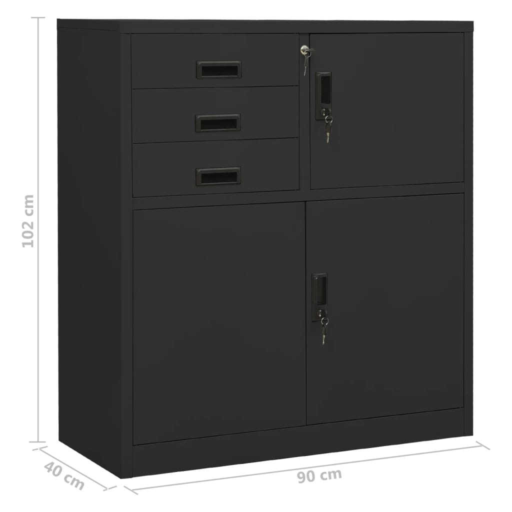 Armoire de bureau avec jardinière 90x40x125 cm en acier