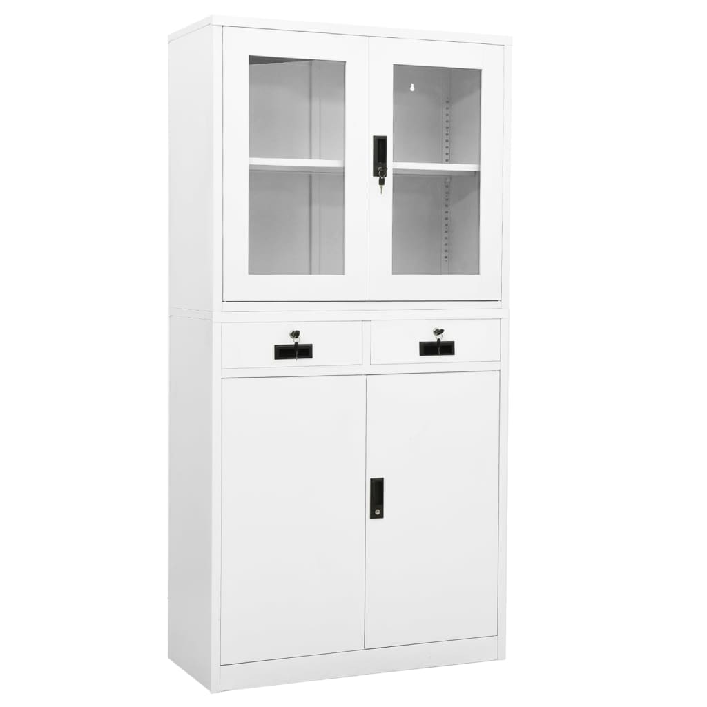 Armoire de bureau 90x40x180 cm en acier et verre trempé