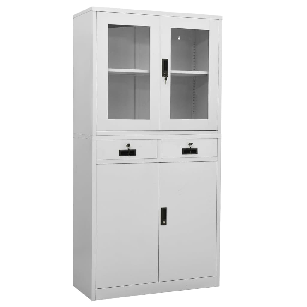 Armoire de bureau 90x40x180 cm en acier et verre trempé