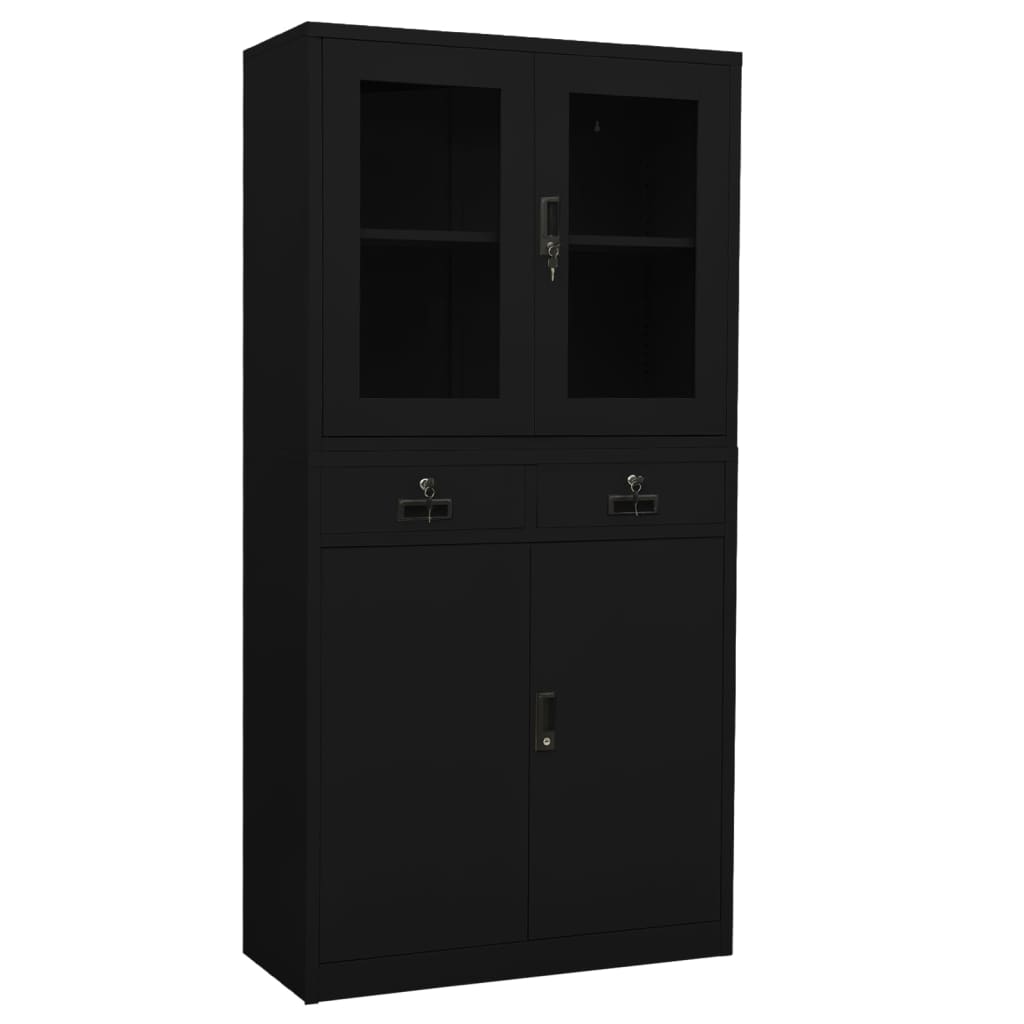 Armoire de bureau 90x40x180 cm en acier et verre trempé