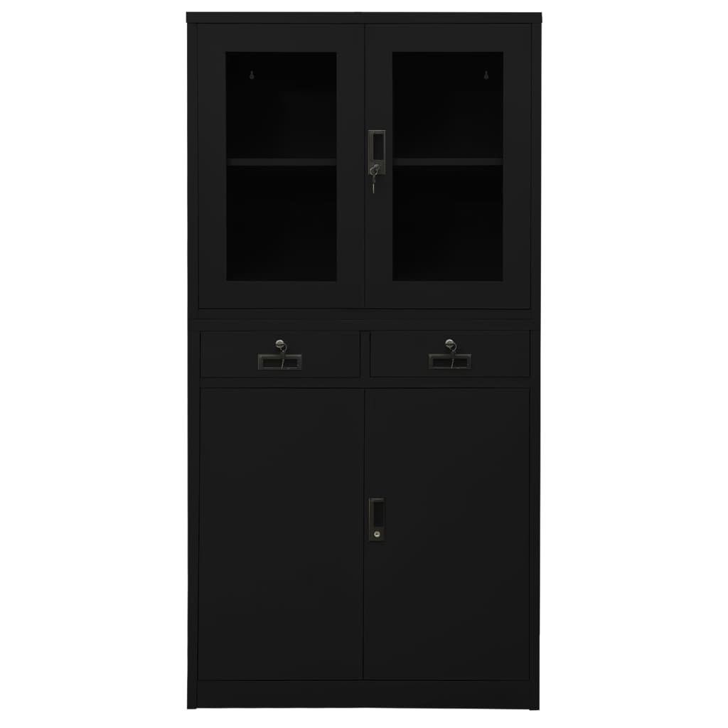 Armoire de bureau 90x40x180 cm en acier et verre trempé