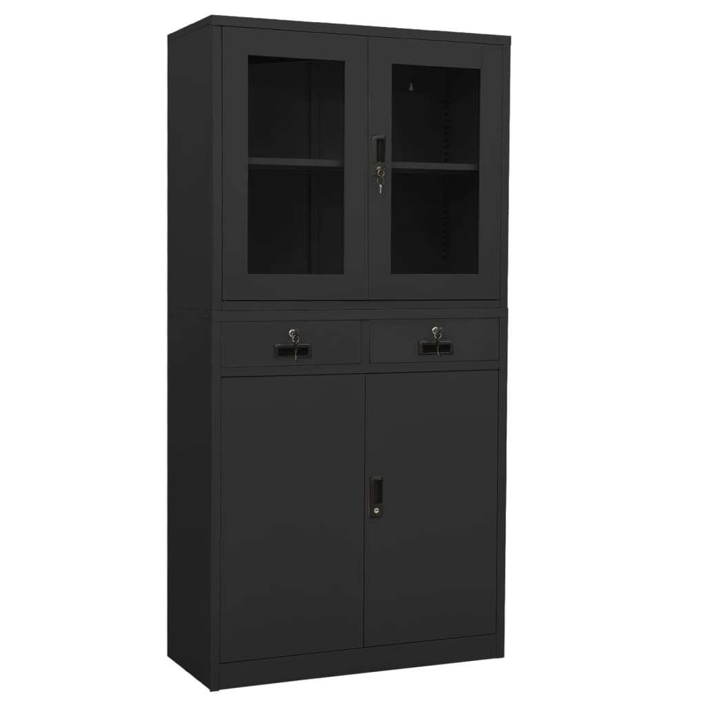 Armoire de bureau 90x40x180 cm en acier et verre trempé