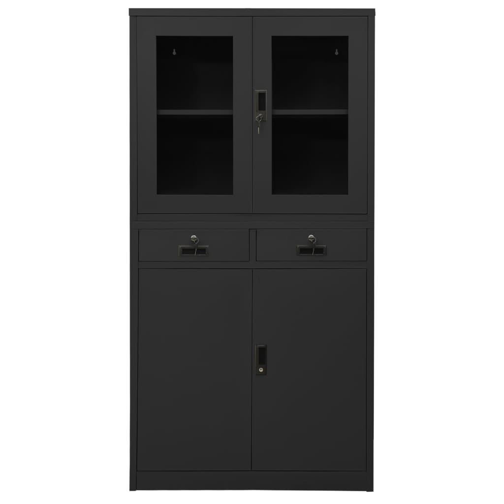 Armoire de bureau 90x40x180 cm en acier et verre trempé