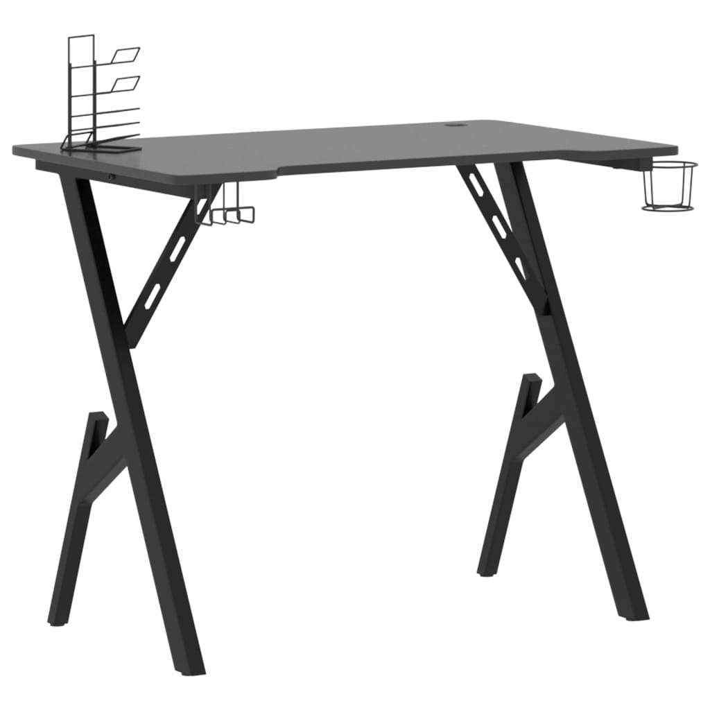 Bureau de jeu avec pieds en forme de Y 90x60x75 cm noir