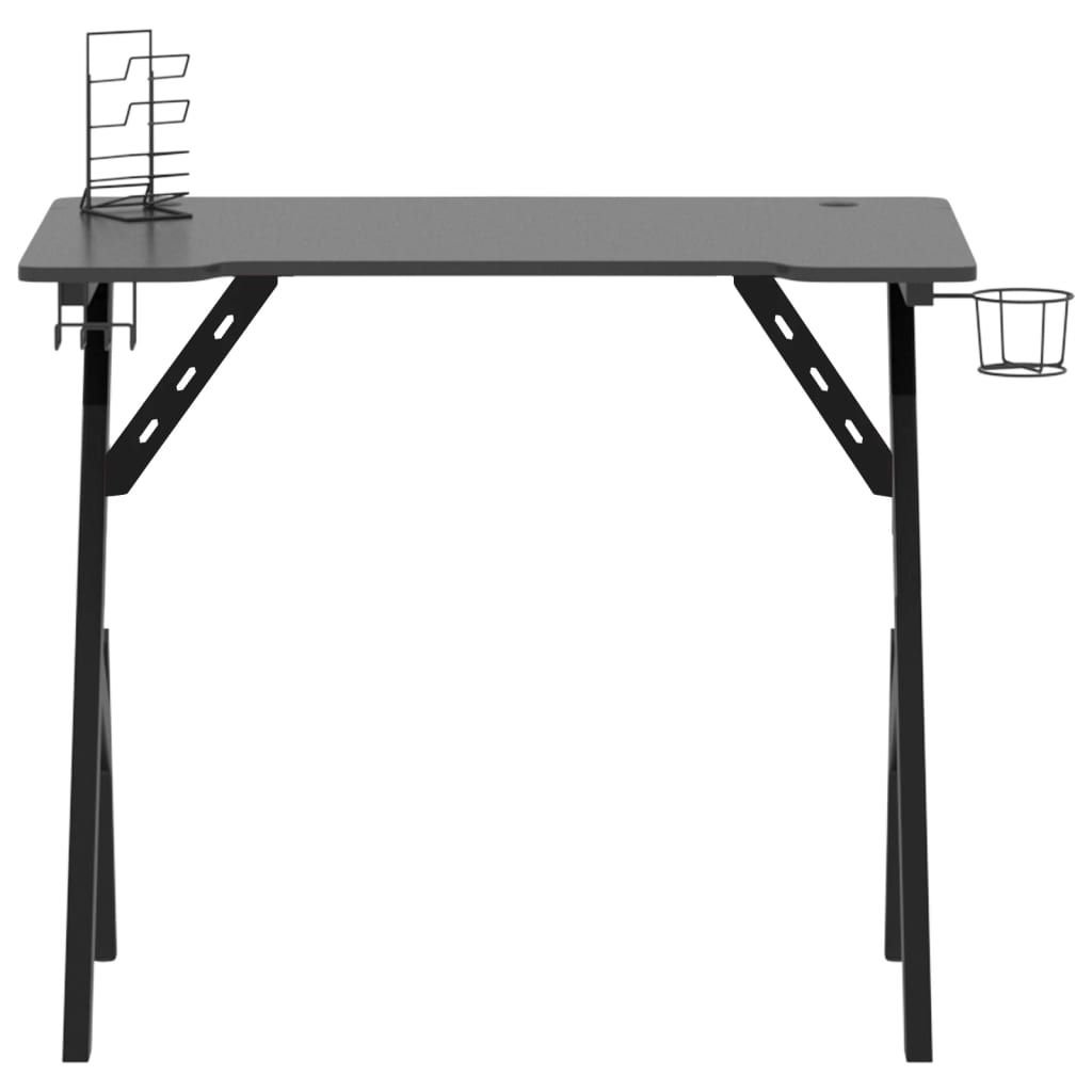 Bureau de jeu avec pieds en forme de Y 90x60x75 cm noir