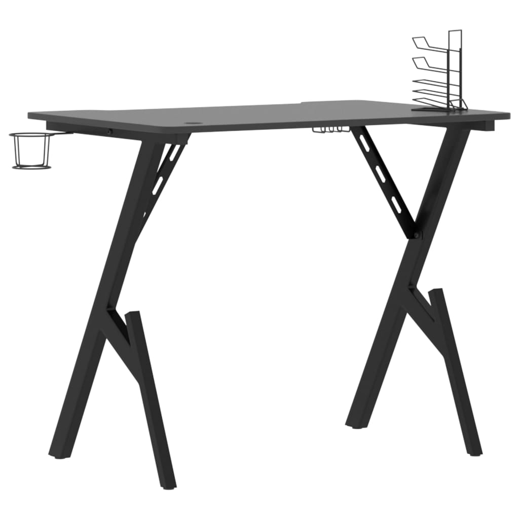 Bureau de jeu avec pieds en forme de Y 90x60x75 cm noir