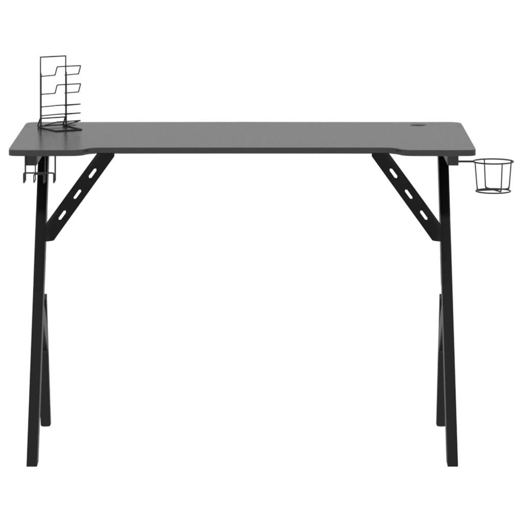 Bureau de jeu avec pieds en forme de Y 90x60x75 cm noir