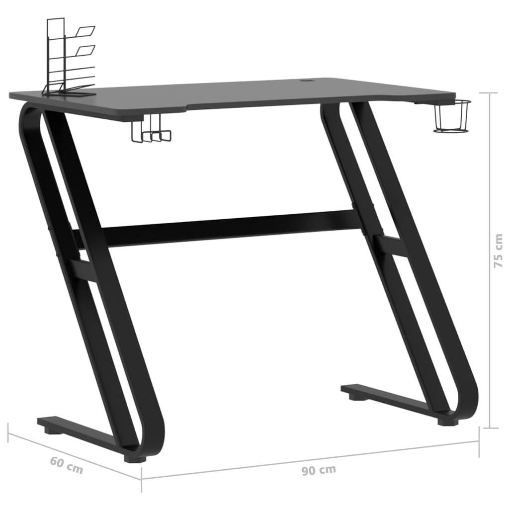 Bureau gamer avec pieds en forme de ZZ 90x60x75 cm noir