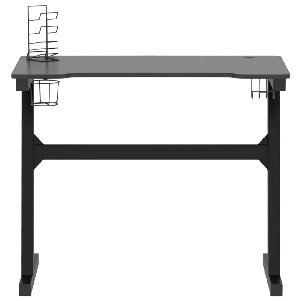 Bureau de jeu avec pieds en forme de Z LED 90x60x75 cm noir