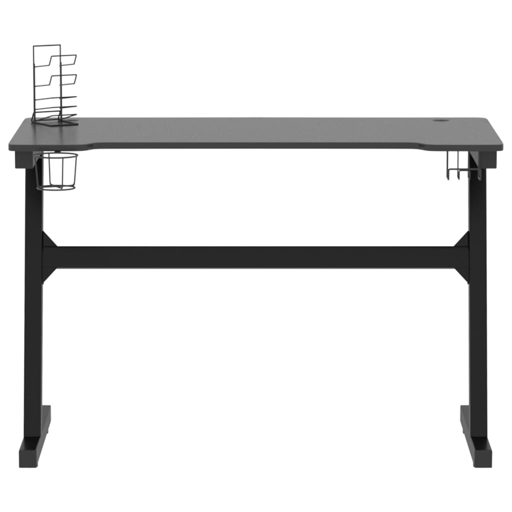 Bureau de jeu avec pieds en forme de Z LED 90x60x75 cm noir