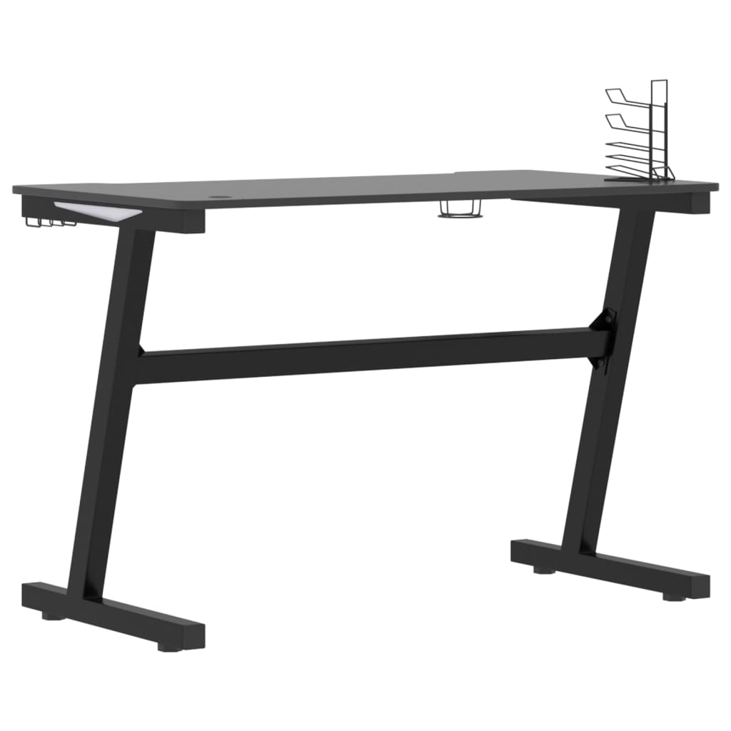 Bureau de jeu avec pieds en forme de Z LED 90x60x75 cm noir