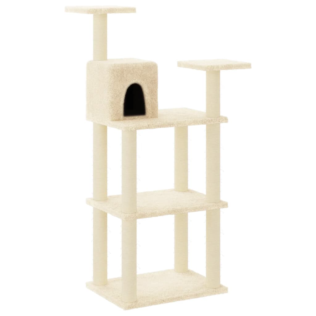 Arbre à chat avec griffoirs en sisal 118,5 cm couleur crème