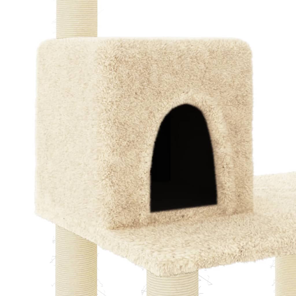 Arbre à chat avec griffoirs en sisal 118,5 cm couleur crème