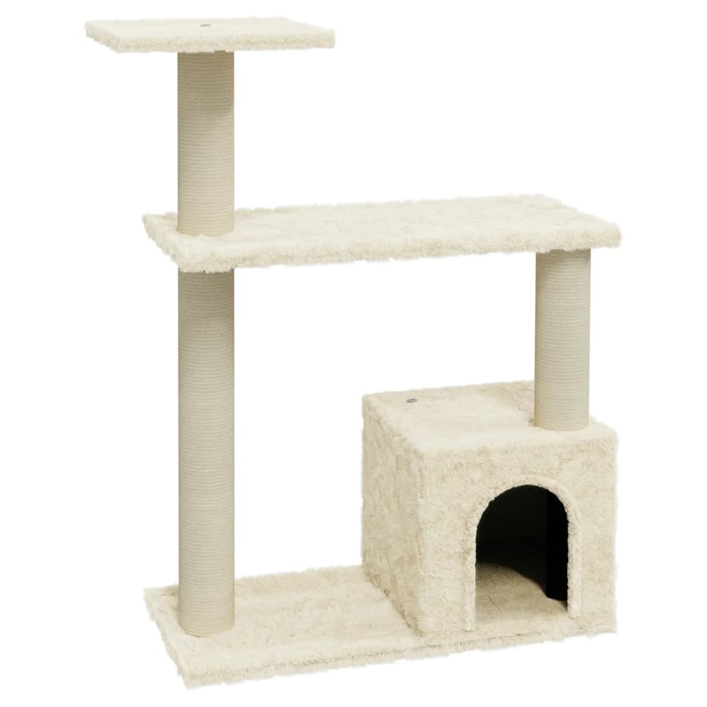 Arbre à chat avec griffoirs en sisal 70 cm couleur crème