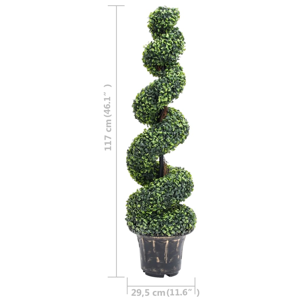 Plante artificielle avec pot buis spirale 117 cm vert