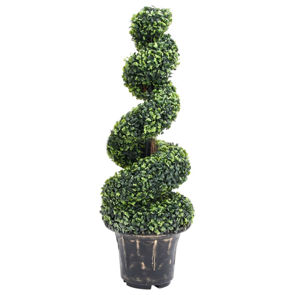 Plante artificielle avec pot buis spirale 117 cm vert