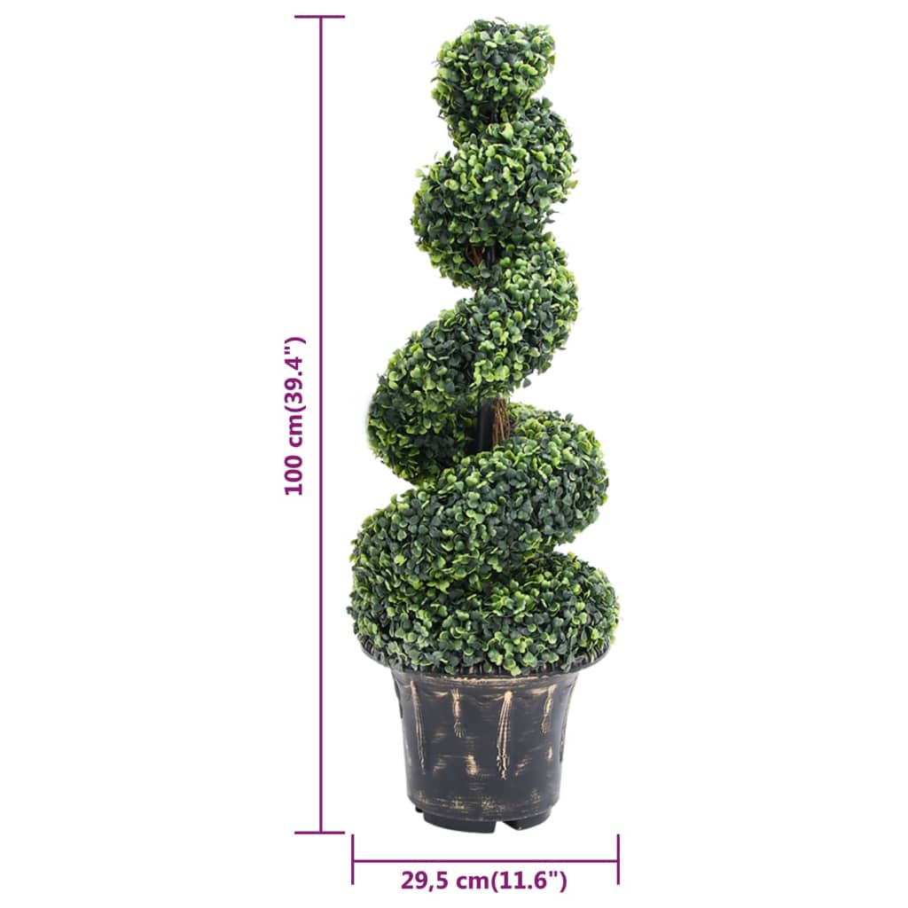 Plante artificielle avec pot buis spirale 117 cm vert