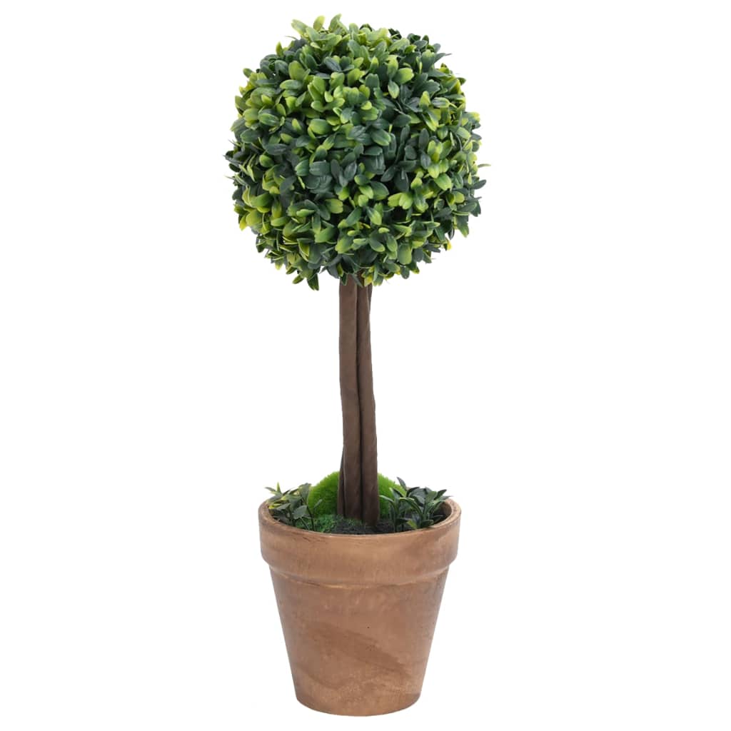 Plantes artificielles avec pot 2 pcs formation de boules de buis 56 cm vert