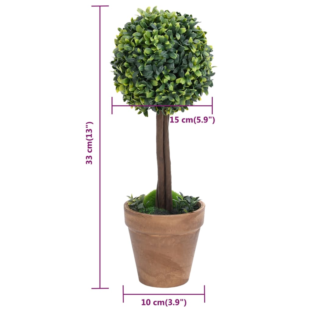 Plantes artificielles avec pot 2 pcs formation de boules de buis 56 cm vert