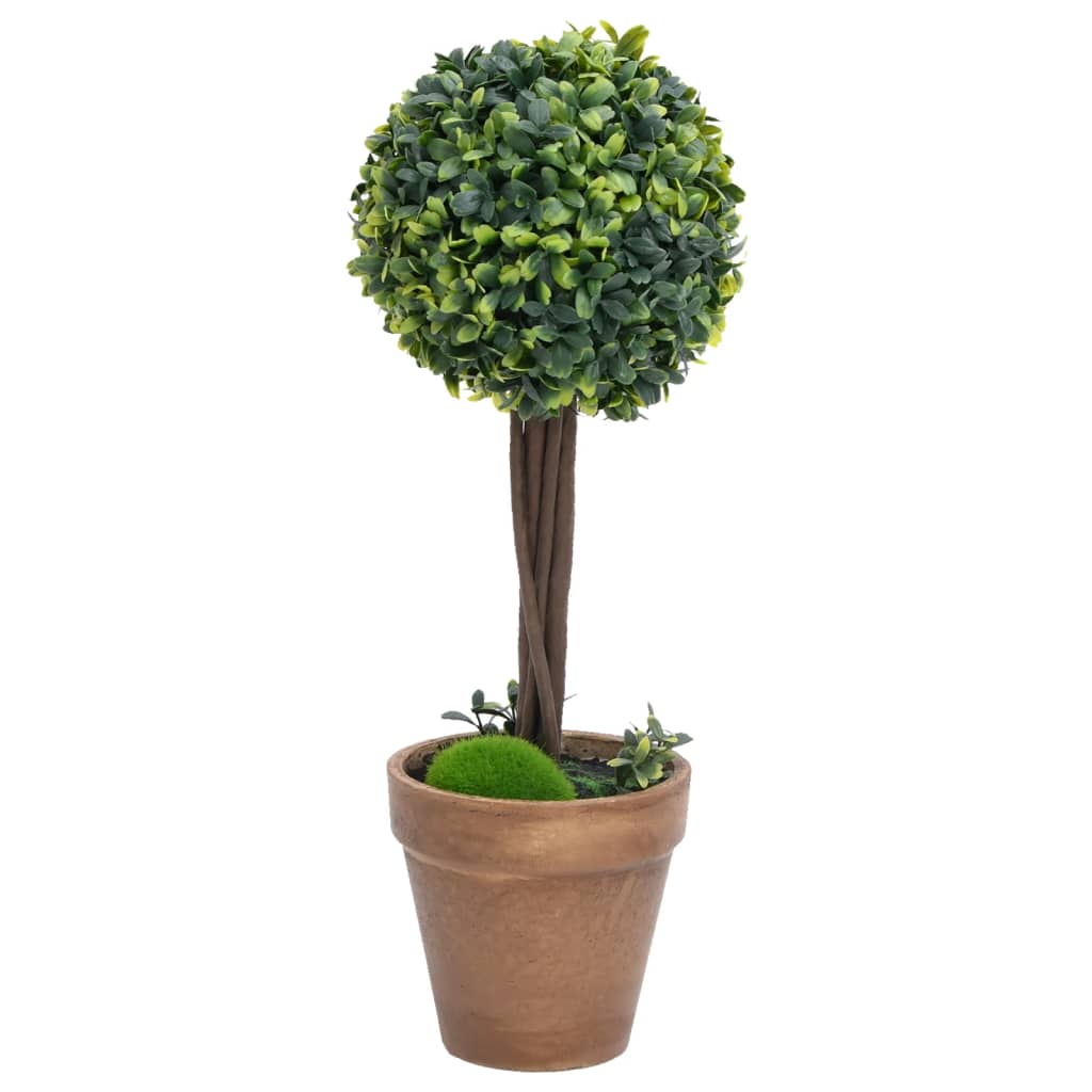 Plantes artificielles avec pot 2 pcs formation de boules de buis 41 cm vert