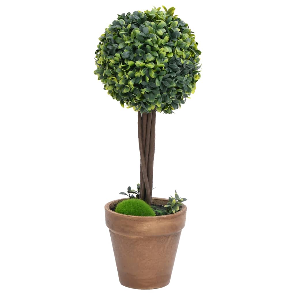 Plantes artificielles avec pot 2 pcs formation de boules de buis 56 cm vert