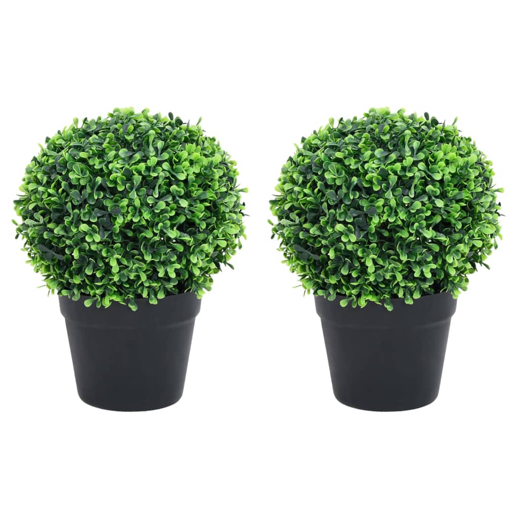 Plantes artificielles avec pot 2 pcs formation de boules de buis 32 cm vert