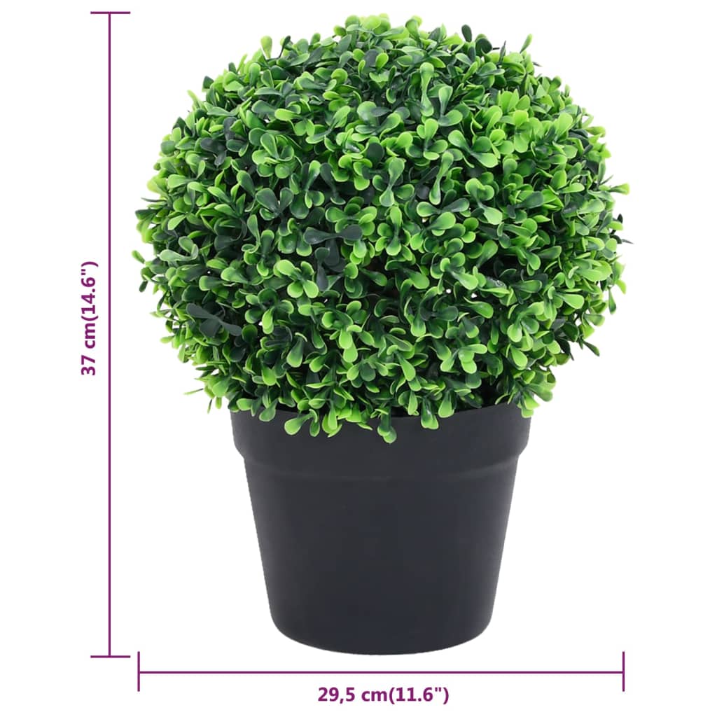 Plantes artificielles avec pot 2 pcs formation de boules de buis 32 cm vert