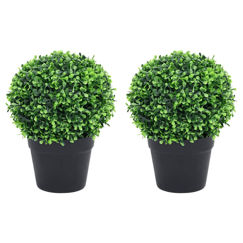 Plantes artificielles avec pot 2 pcs formation de boules de buis 32 cm vert