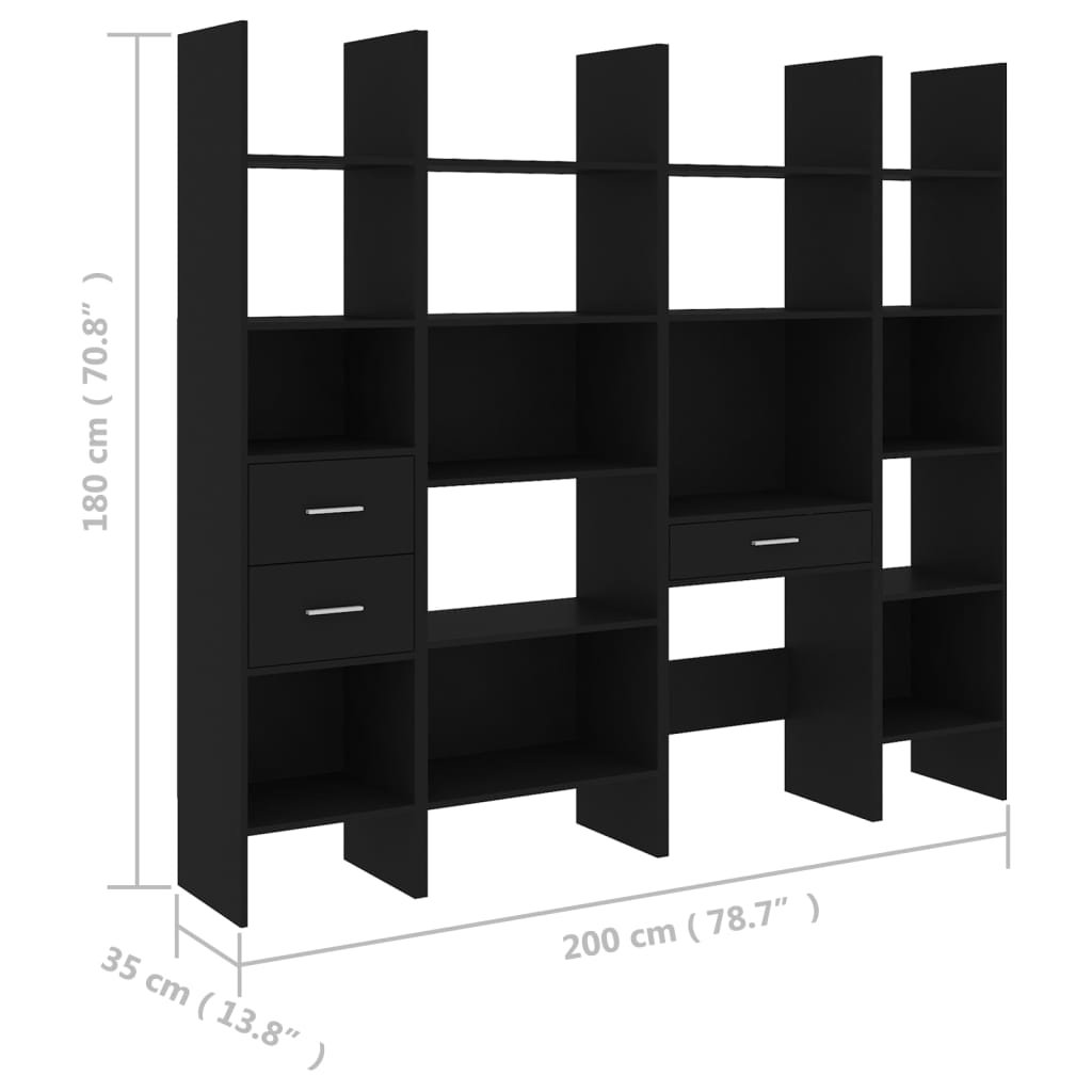 4-delige Boekenkastenset bewerkt hout eikenkleurig