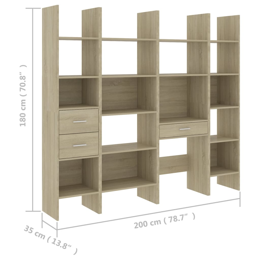 Ensemble bibliothèque 4 pièces en bois couleur chêne