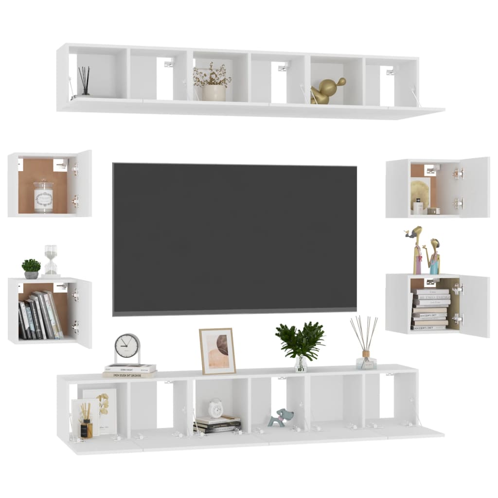 Ensemble de meubles TV 8 pièces en bois chêne Sonoma