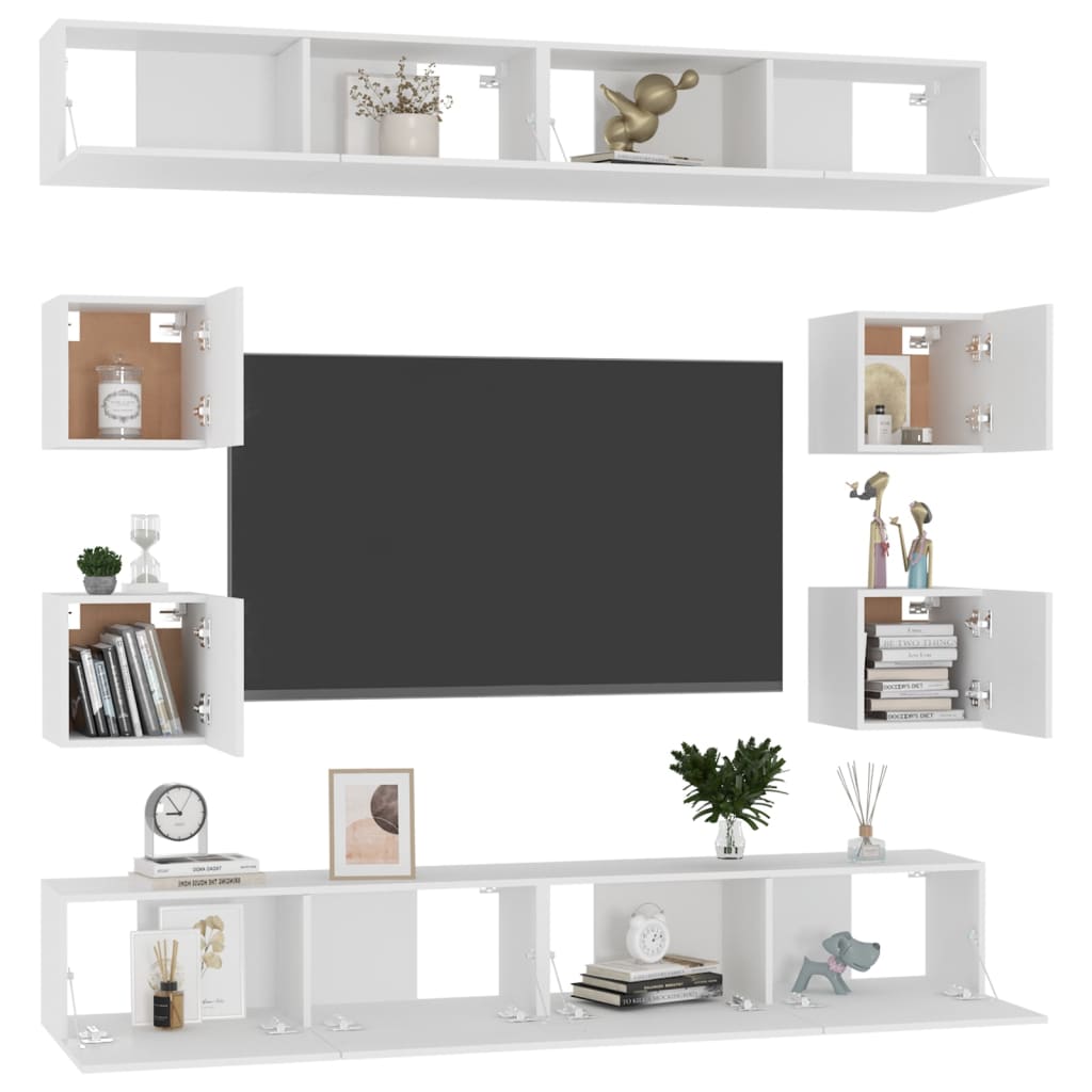 Ensemble de meubles TV 8 pièces en bois chêne Sonoma