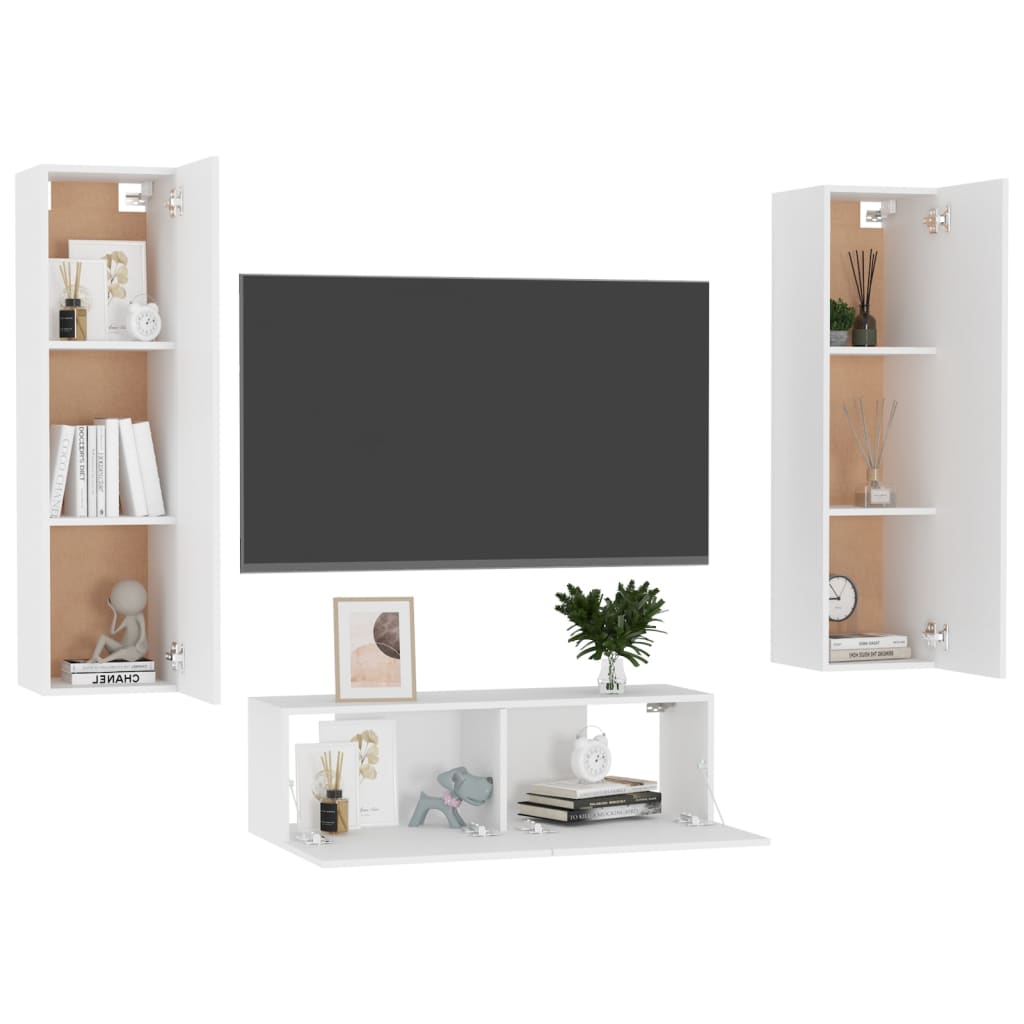 Ensemble meuble TV 3 pièces en bois couleur chêne