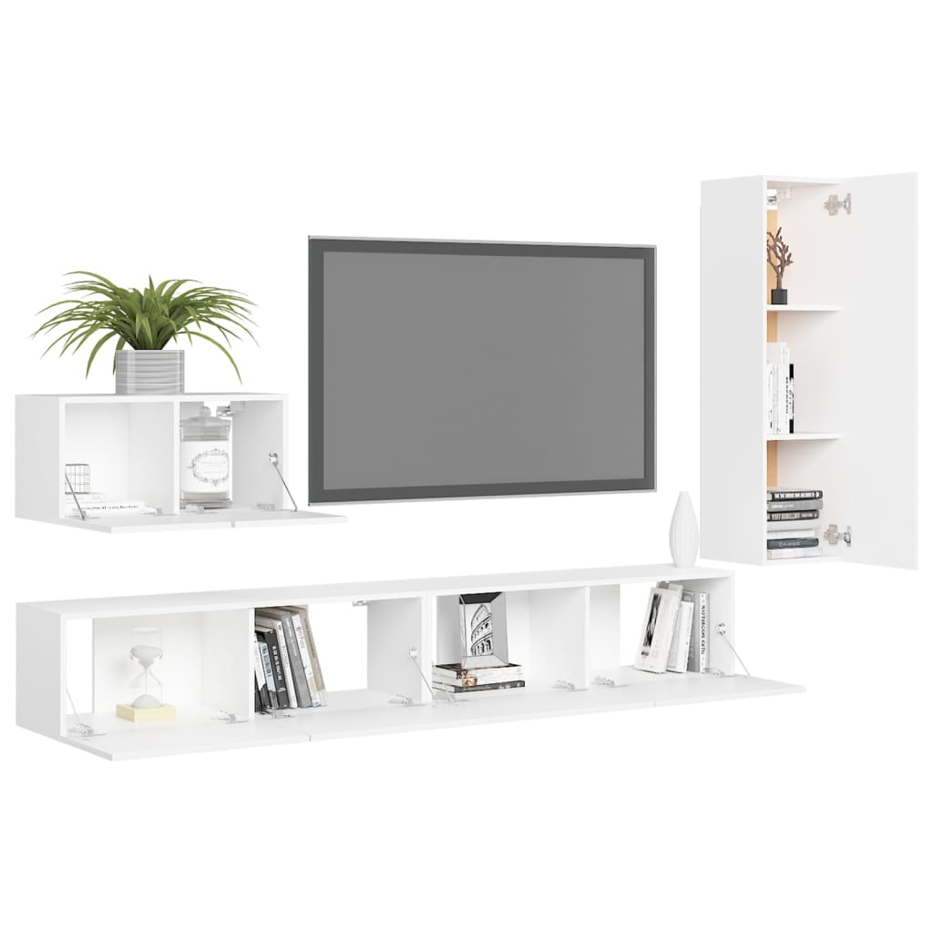 Ensemble meuble TV 4 pièces en bois couleur chêne