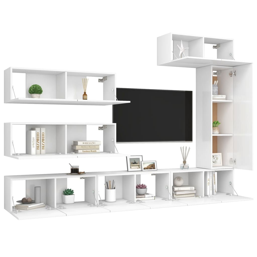 Ensemble de meubles TV 7 pièces en bois