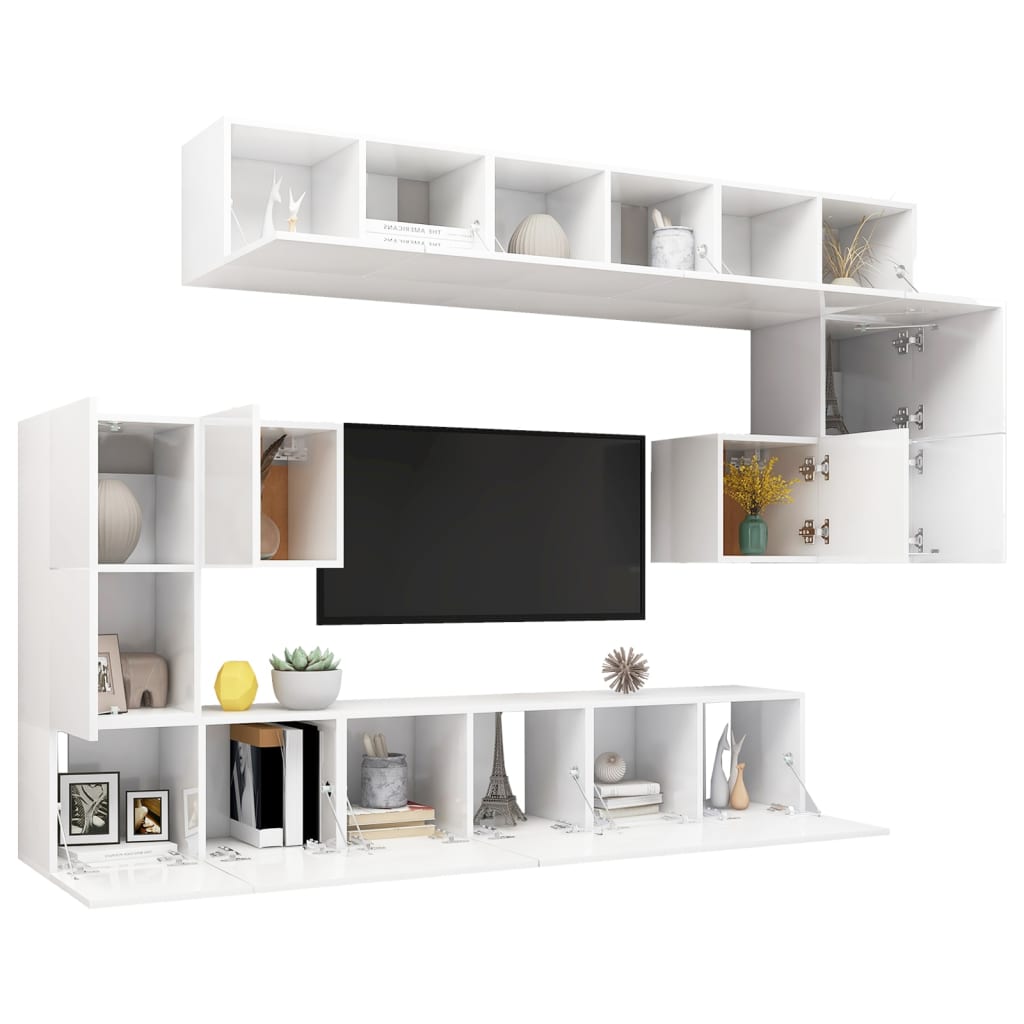 Ensemble de meubles TV 8 pièces en bois