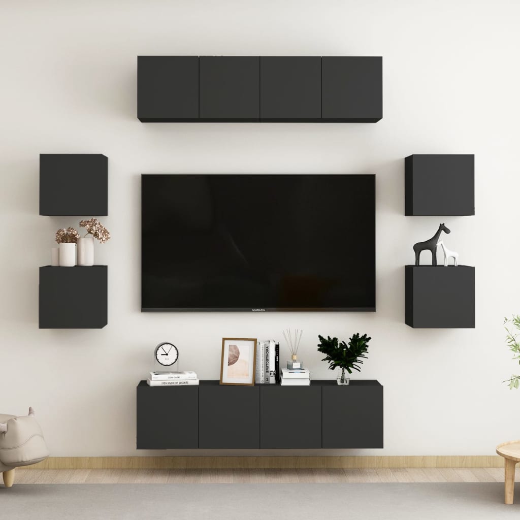 Ensemble de meubles TV 8 pièces en bois chêne Sonoma