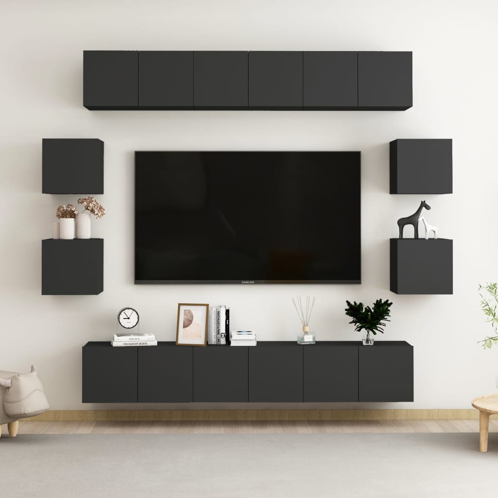 Ensemble de meubles TV 8 pièces en bois chêne Sonoma