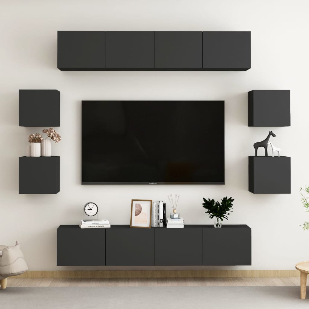 Ensemble de meubles TV 8 pièces en bois chêne Sonoma