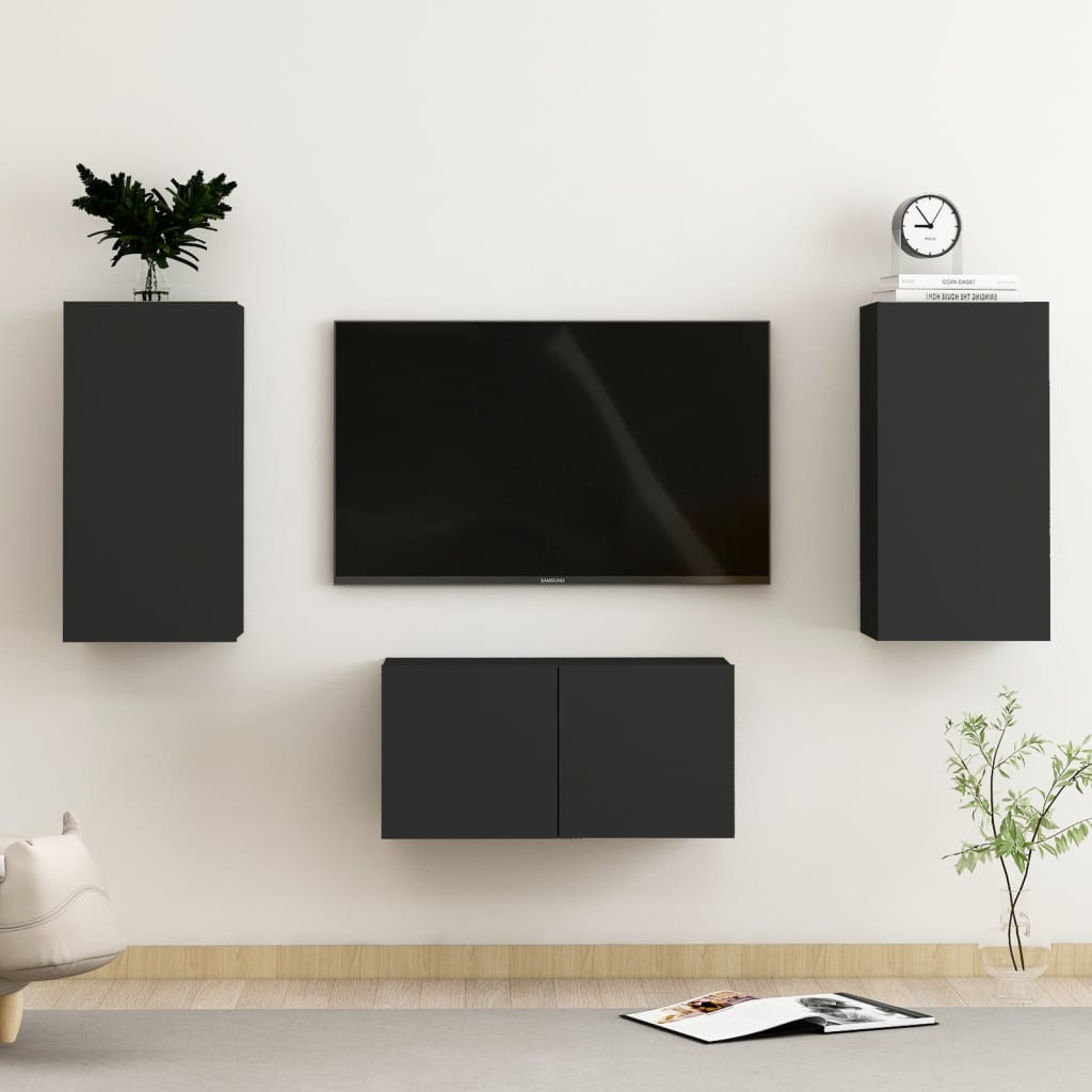 Ensemble meuble TV 3 pièces en bois couleur chêne