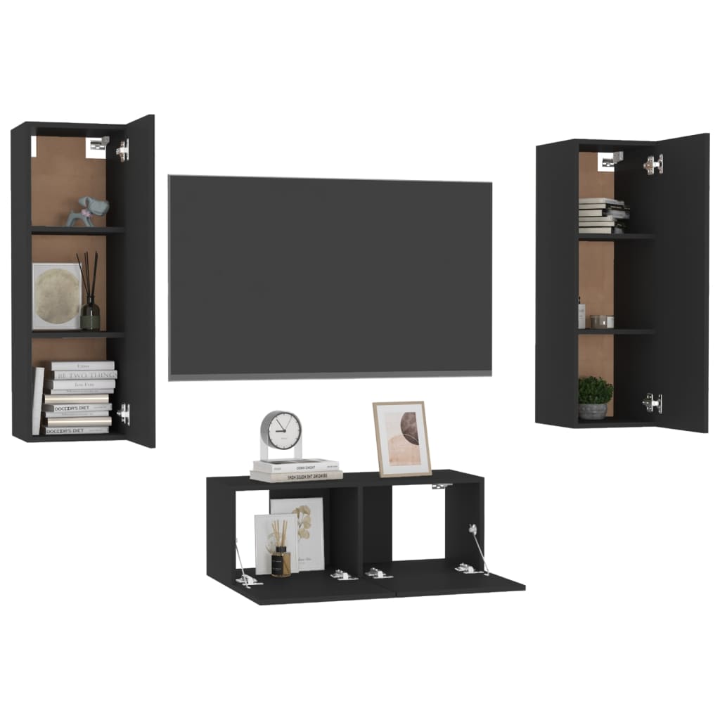 Ensemble meuble TV 3 pièces en bois couleur chêne