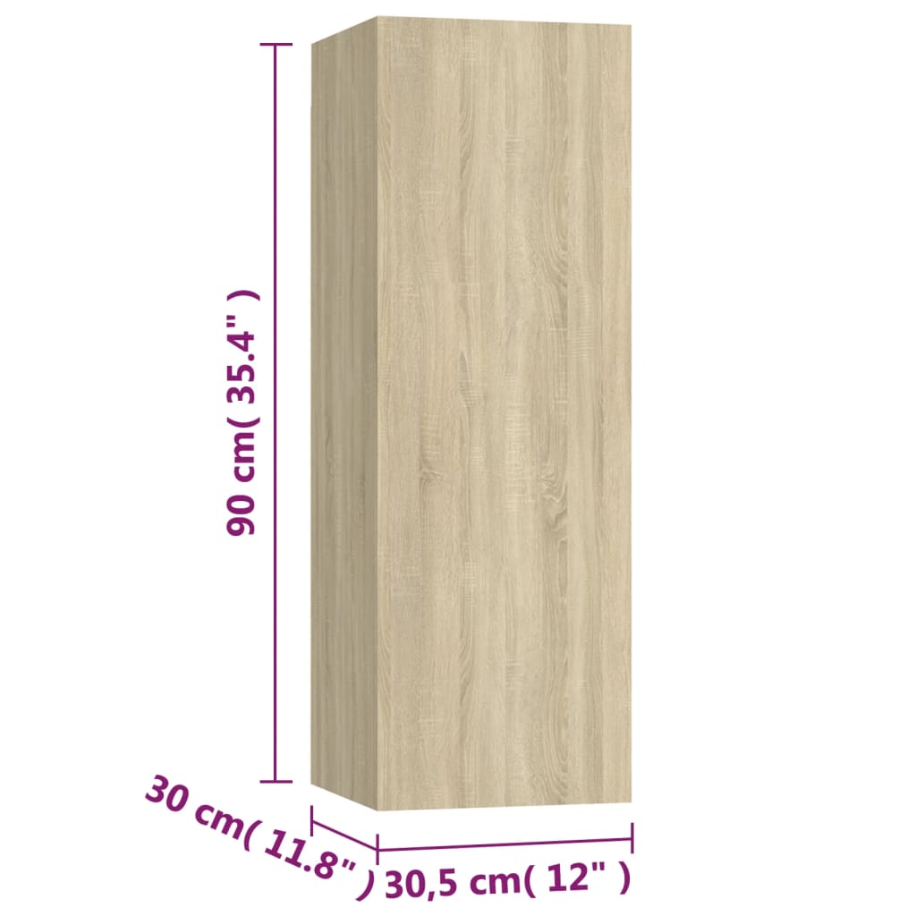 Ensemble meuble TV 3 pièces en bois couleur chêne