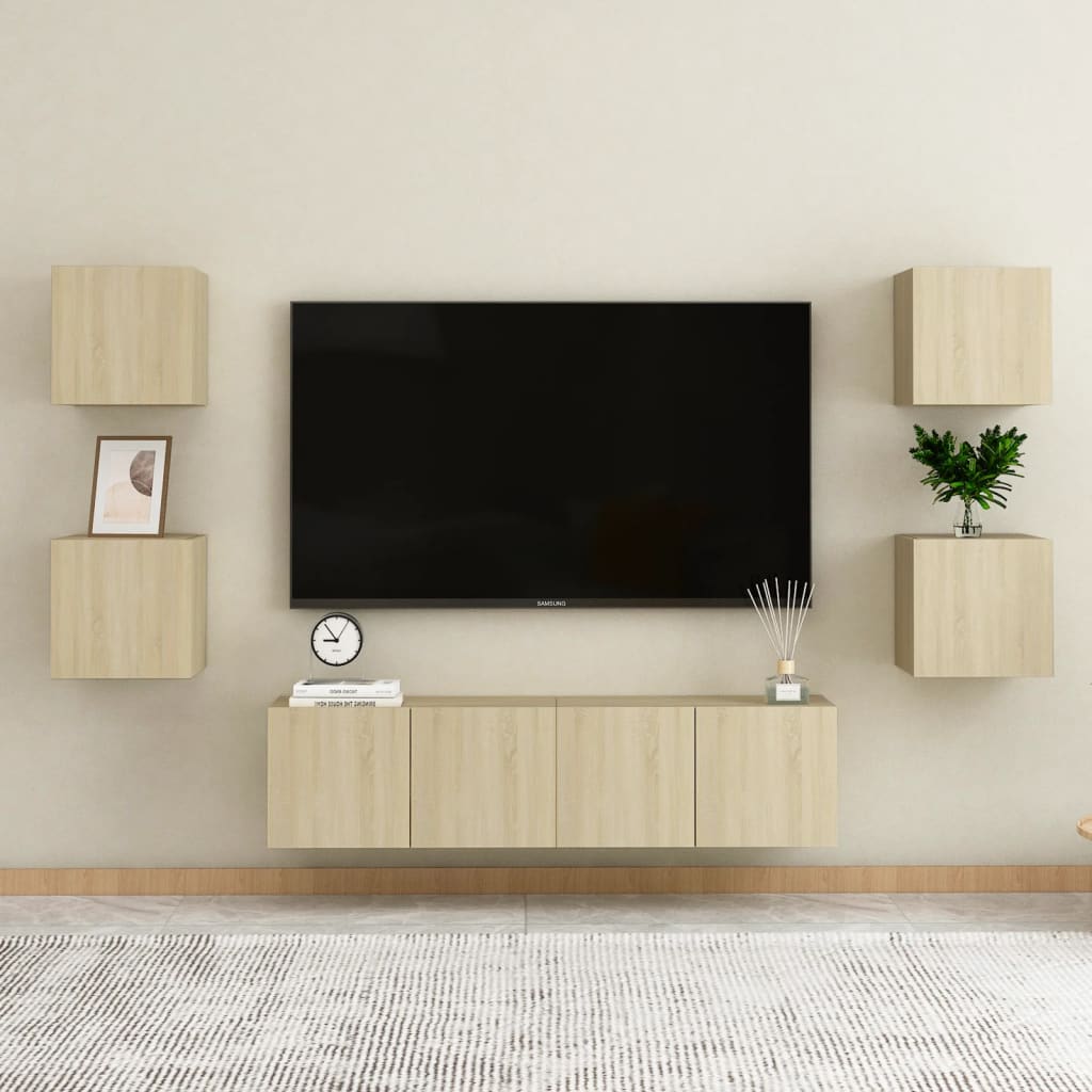 Ensemble de meubles TV 6 pièces en bois