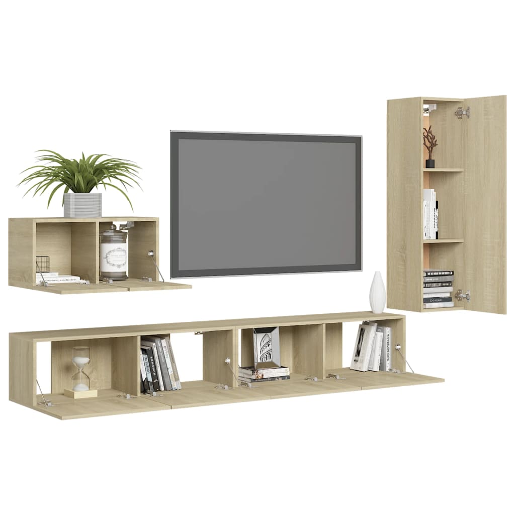 Ensemble de meubles TV 4 pièces en bois