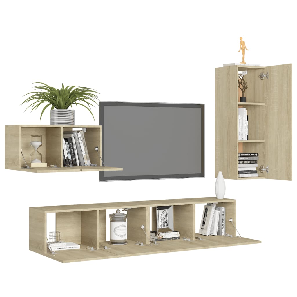 Ensemble de meubles TV 4 pièces en bois