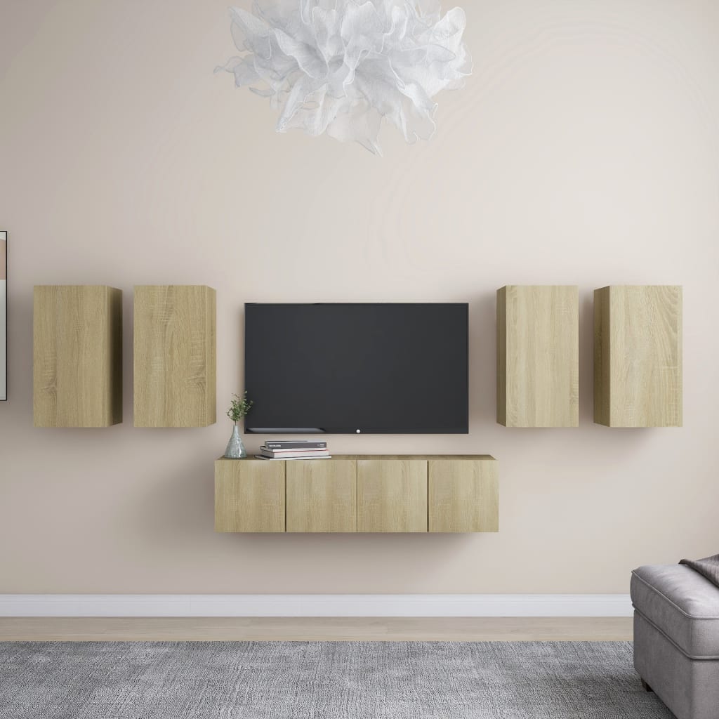 Ensemble de meubles TV 6 pièces en bois